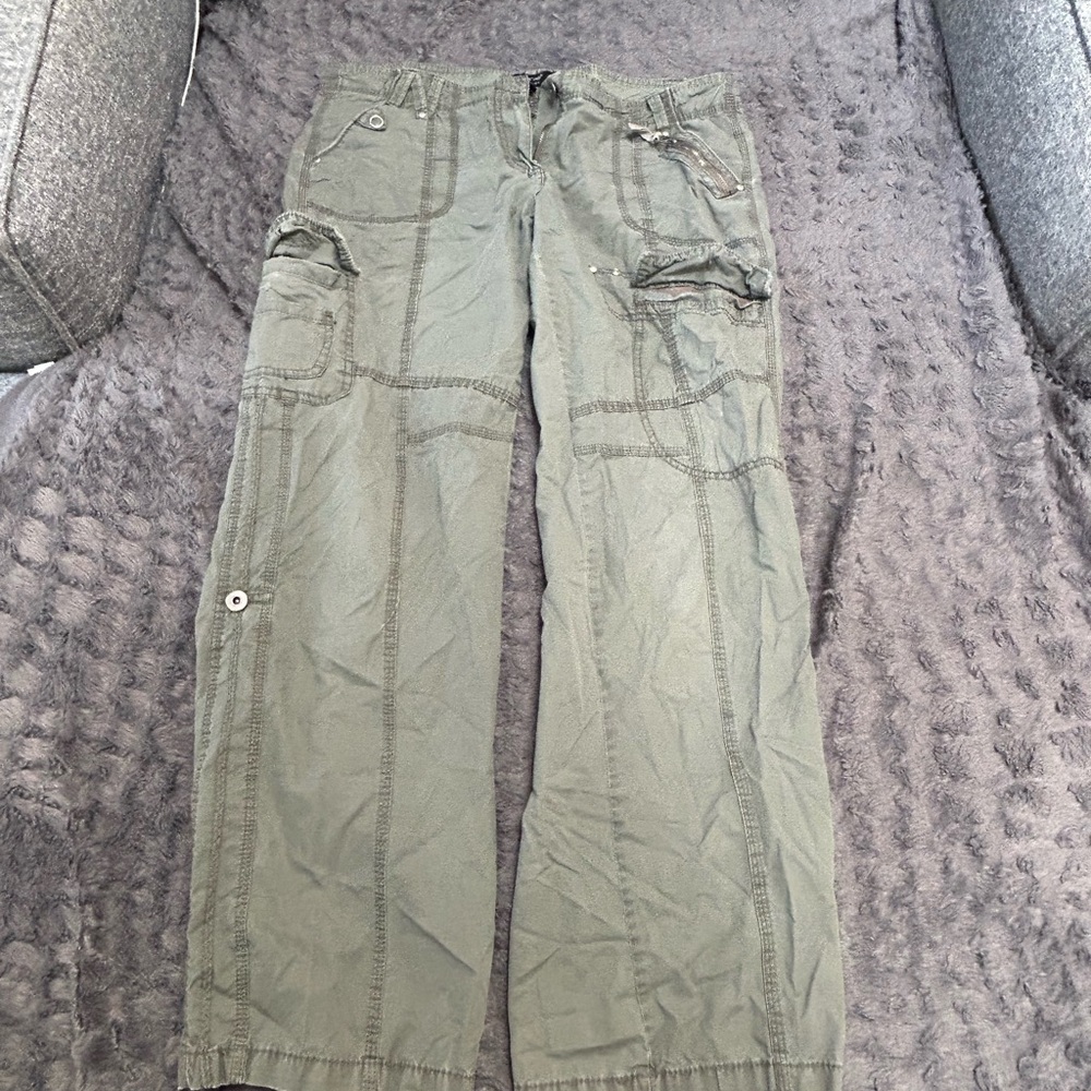 Olive Green Utility Cargo Pants with Straight Leg